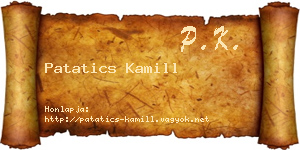Patatics Kamill névjegykártya